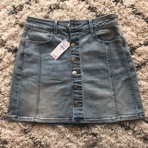 AE button front denim mini skirt